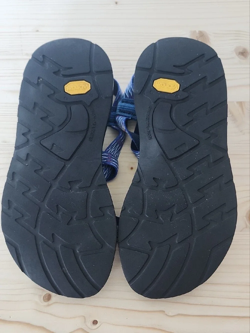 Chaco Blue Strappy Sandal with Black Footbed Women's 8